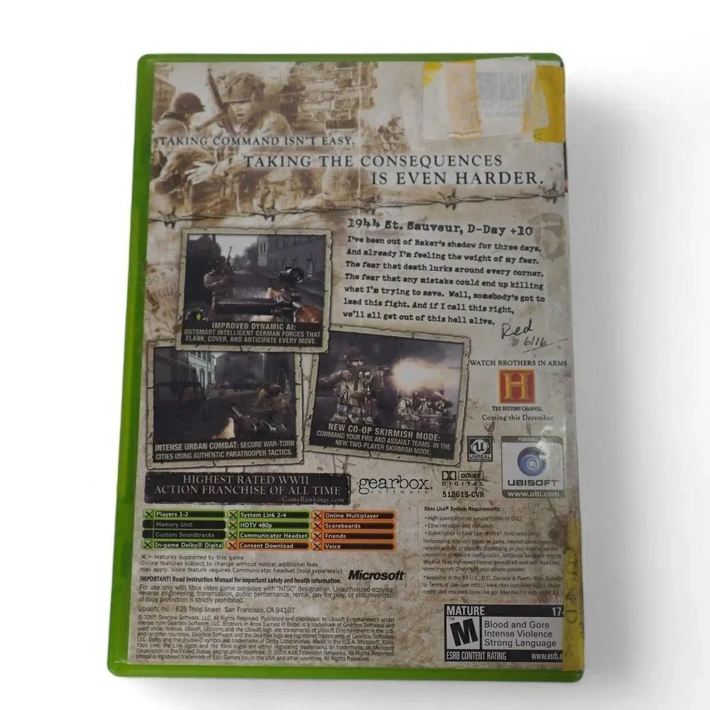 Brothers in Arms: Earned in Blood‎ (Microsoft Xbox, 2005) Complete CIB